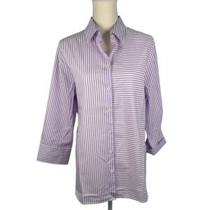 NWT Hinson Wu Purple Lilac White‎ Stripe 3/4 Margot Sleeve Shirt Top Size 16